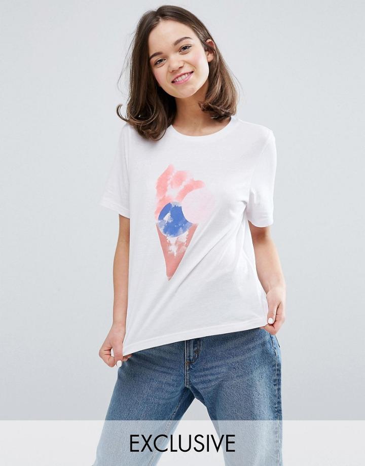 Monki Ice Cream Print T-shirt - White