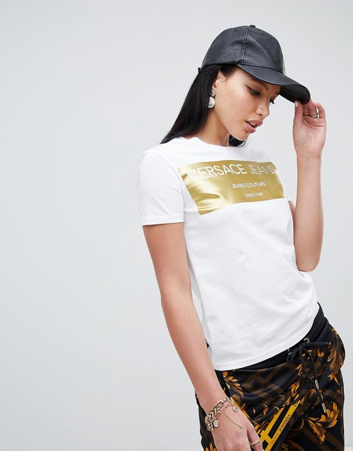 Versace Jeans Metallic Logo Tee - White