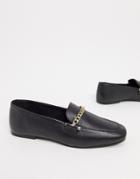 Asos Design Minute Leather Chain Loafers In Black