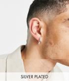 Asos Design 15mm Hoop Earring In Real Silver Plate