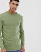 Asos Design Muscle Longline Sweatshirt In Khaki-green