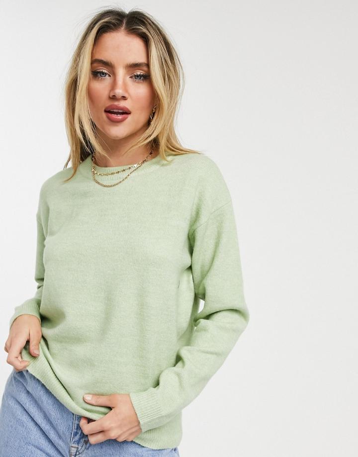 Asos Design Oversized Crew Neck Sweater In Green