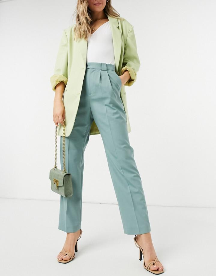 & Other Stories High Waist Straight Leg Pants In Green