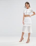 True Decadence Lace Paneled Skirt - White