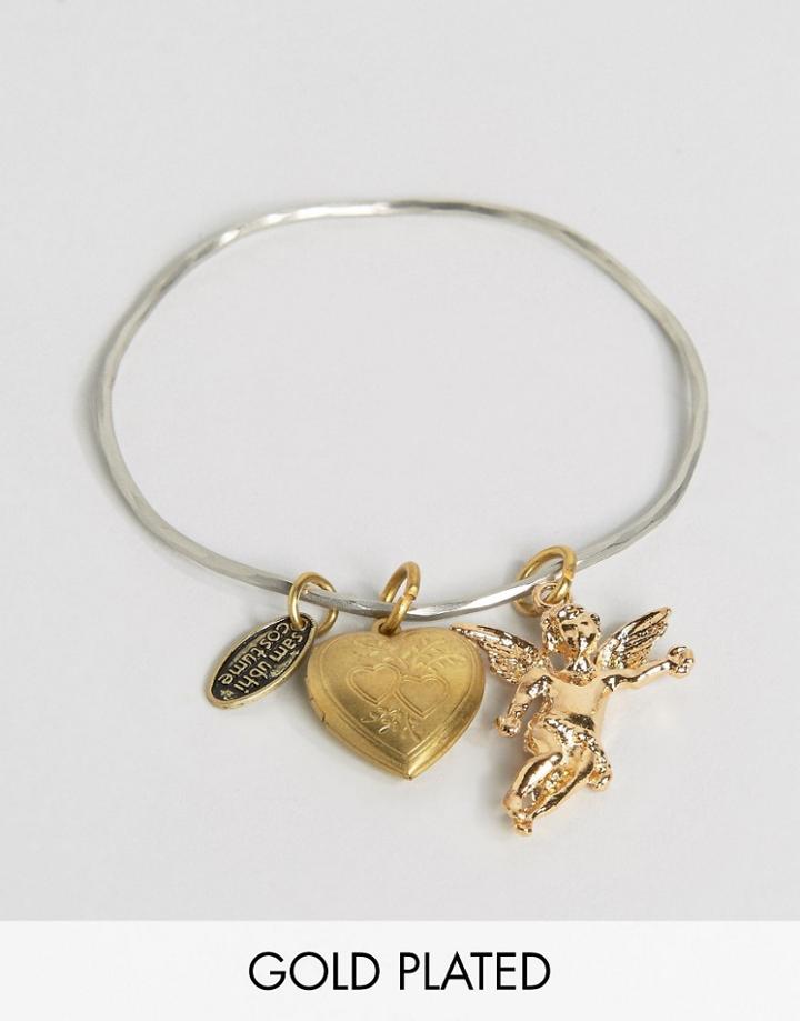 Sam Ubhi Bangle With Angel And Heart Charm - Gold