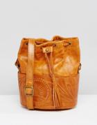 Asos Leather Duffle Bag With Tooling - Tan