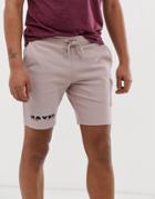 Asos Design Jersey Skinny Shorts In Shorter Length With Ma1 Pocket & Text Print - Pink