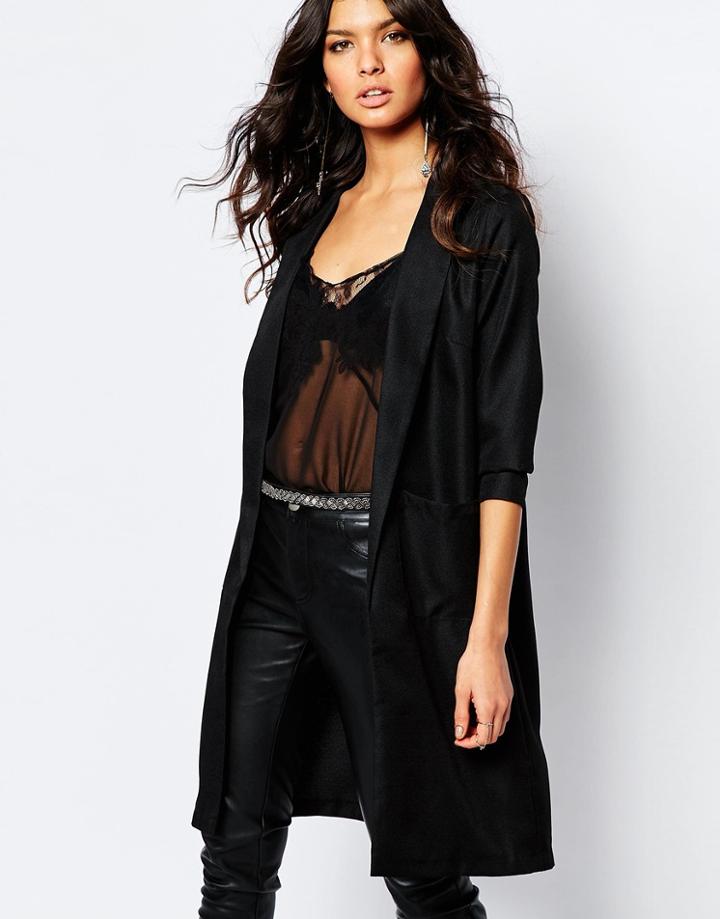 Y.a.s Mello Longline Duster Coat - Black
