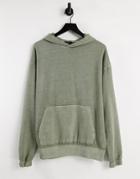 New Look Washed Hoodie In Light Khaki-green