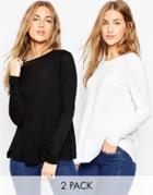 Asos Long Sleeve Swing Top 2 Pack Save 10%