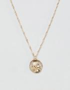 Asos Design Necklace With Roman Style Medallion Pendant In Gold Tone