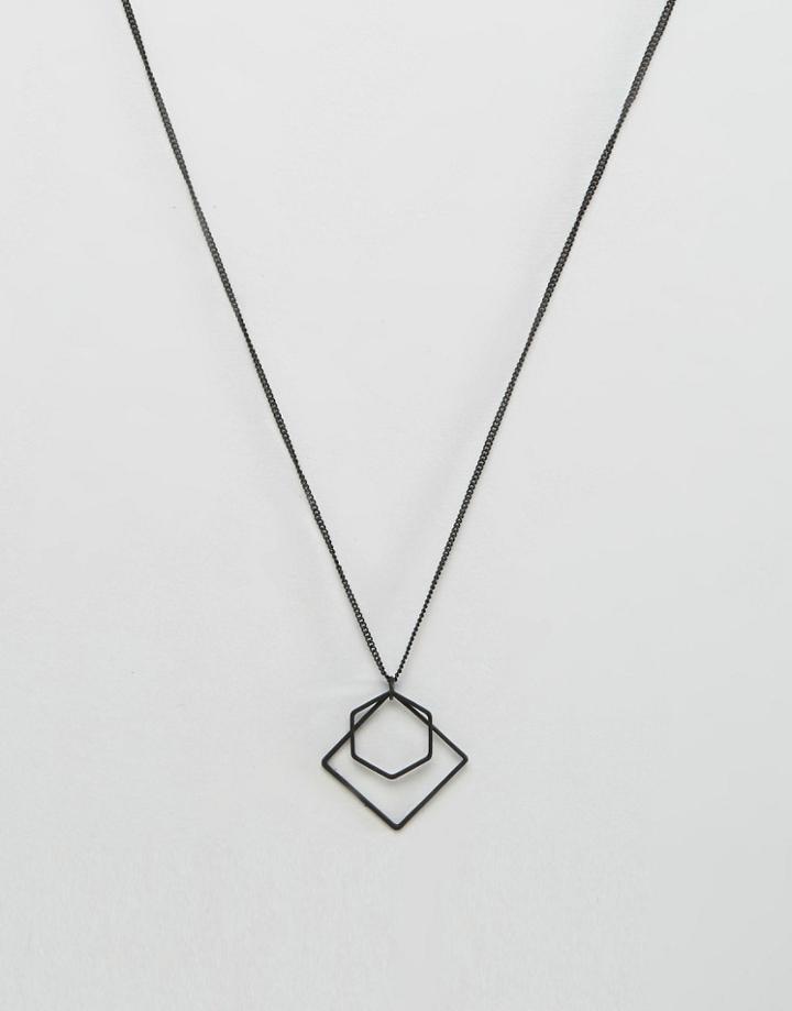 Asos Geo Necklace In Matt Black - Black
