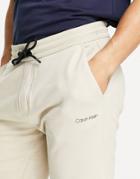 Calvin Klein Small Logo Embroidery Sweat Shorts In Bleached Stone-neutral
