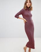Just Female Rainy Turtleneck Maxi Dress With Circle Puller - Brown