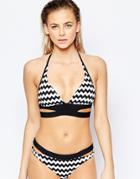 Seafolly Mod Club Haletr Bikini Top - Black And White