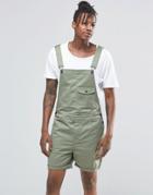 Asos Slim Short Dungarees In Light Green - Sea Spray