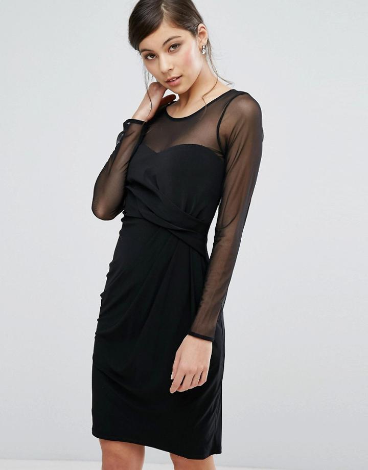 Coast Reeva Mesh Insert Dress - Black