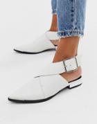 Asos Design Marco Pointed Flat Shoes In White Croc - White