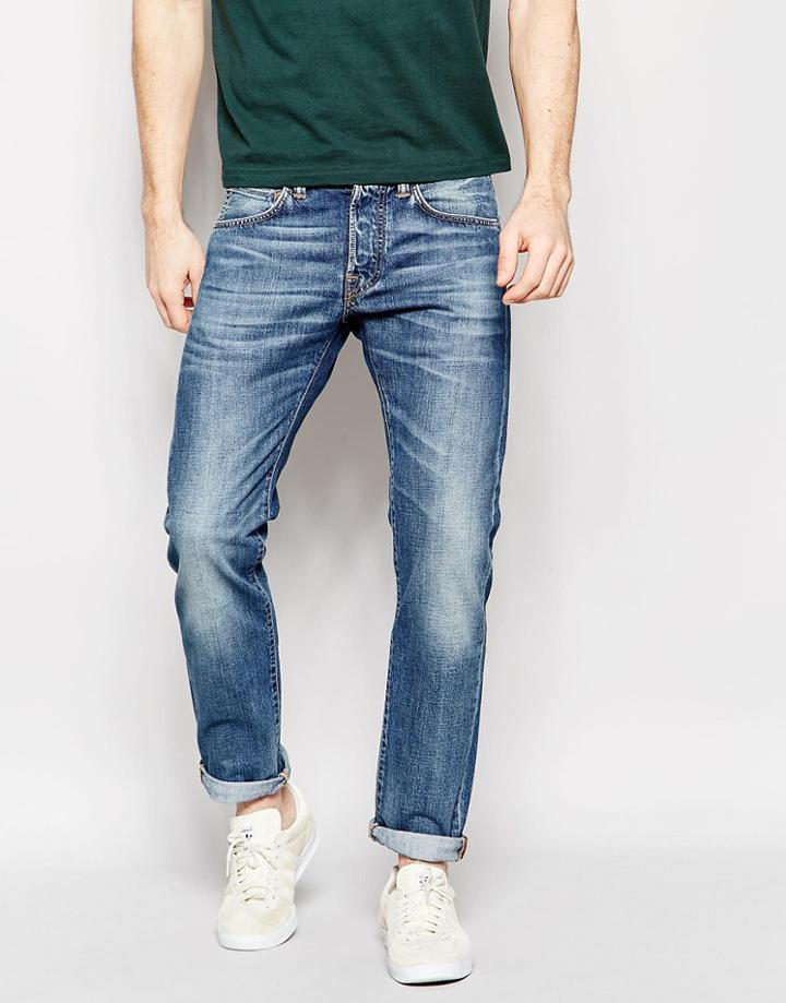 Edwin Jeans Ed-55 Relaxed Tapered Fit Compact Indigo Mid Used Wash - Mid Glint Used
