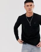 Allsaints Tonic Long Sleeve Ramskull Logo T-shirt In Black