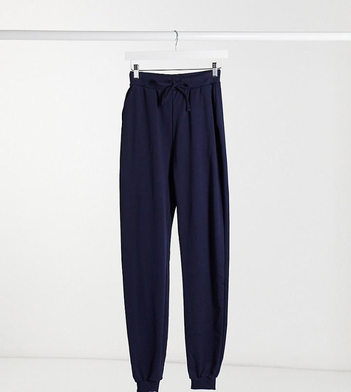 Asos Design Tall Basic Jogger With Tie In Organic Cotton In Navy-blues