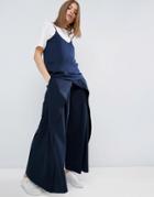 Asos White Cross Drape Wide Leg Pant - Navy