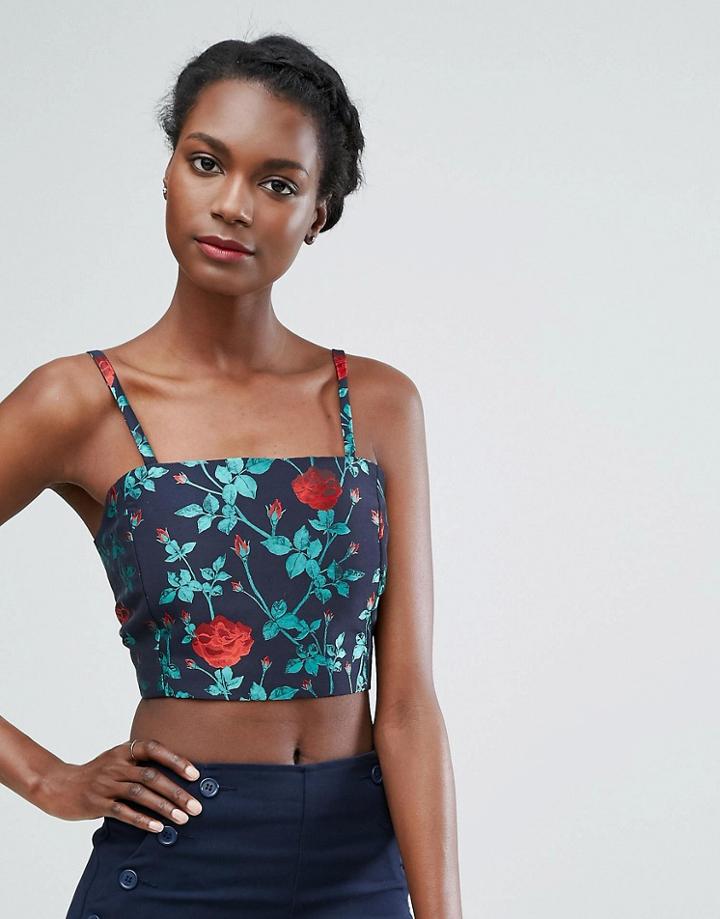 Endless Rose Jacquard Crop Top - Green