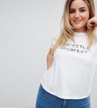Asos Design Curve T-shirt With Perfectly Imperfect Print - White