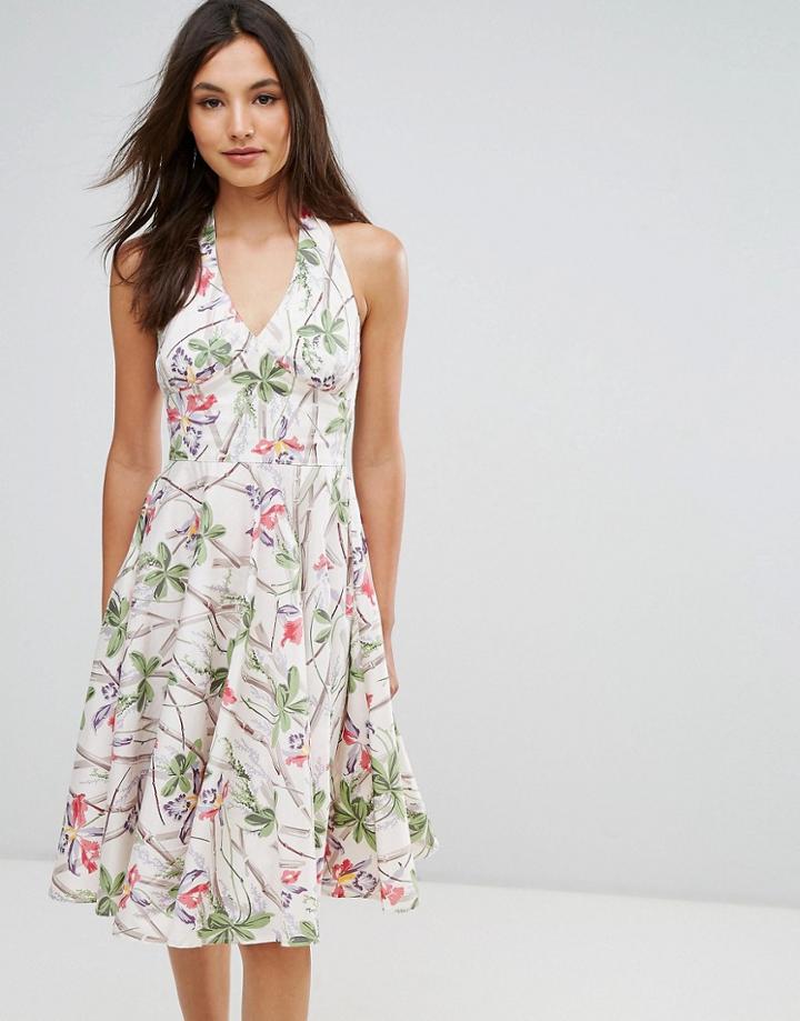 Hell Bunny Bamboo 50's Printed Dress - Cream
