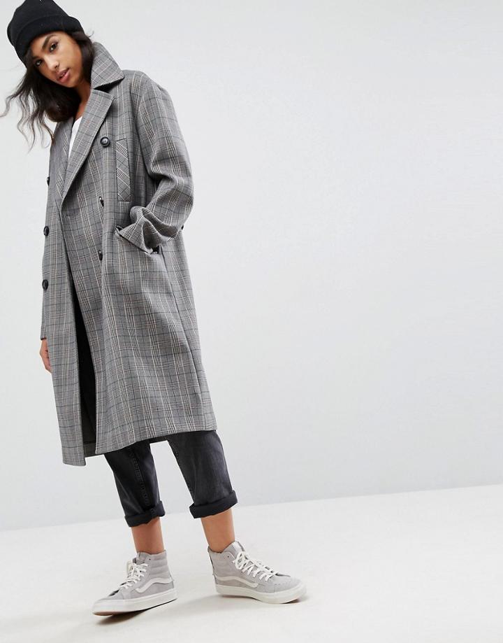 Asos Ultimate Check Coat - Brown