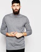 Asos Turtleneck Sweater In Cotton - Blue Beige Twist