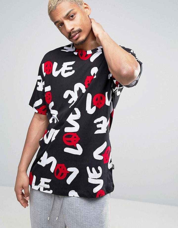 Love Moschino All Over Print Oversized T-shirt - Black