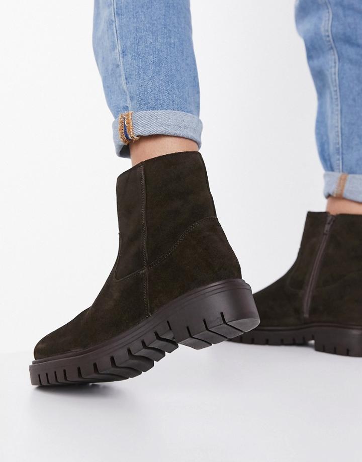 Rule London Suede Faux Fur Lined Flat Boots In Brown