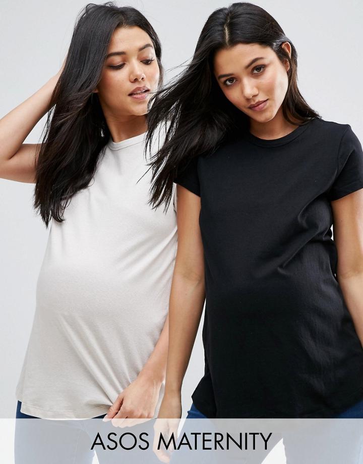 Asos Maternity Linen Look T-shirt 2 Pack - Multi
