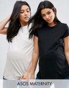 Asos Maternity Linen Look T-shirt 2 Pack - Multi