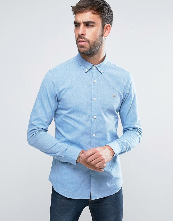 Farah Steen 2 Color Shirt Slim Fit Buttondown Oxford In Blue - Blue