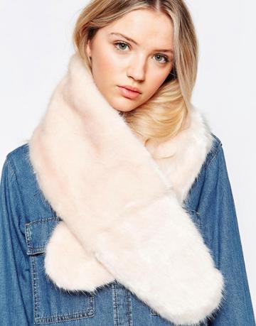 Pia Rossini Faux Fur Wide Scarf - Pink