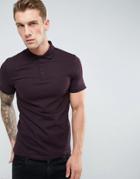 Asos Muscle Fit Polo In Pique In Black - Purple