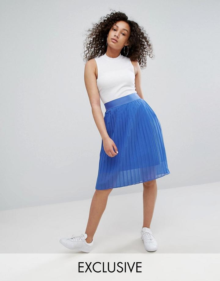 Adidas Originals Chiffon Pleated Midi Skirt - Blue