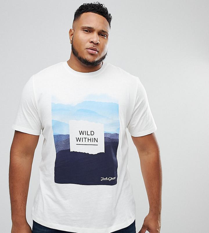 Jack & Jones Originals Plus T-shirt With Graphic Print - White