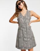 Vero Moda Faux Leather Button Down Dress In Snake-brown