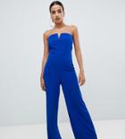 Missguided Bandeau Wide Leg Jumpsuit In Cobalt Blue - Multi