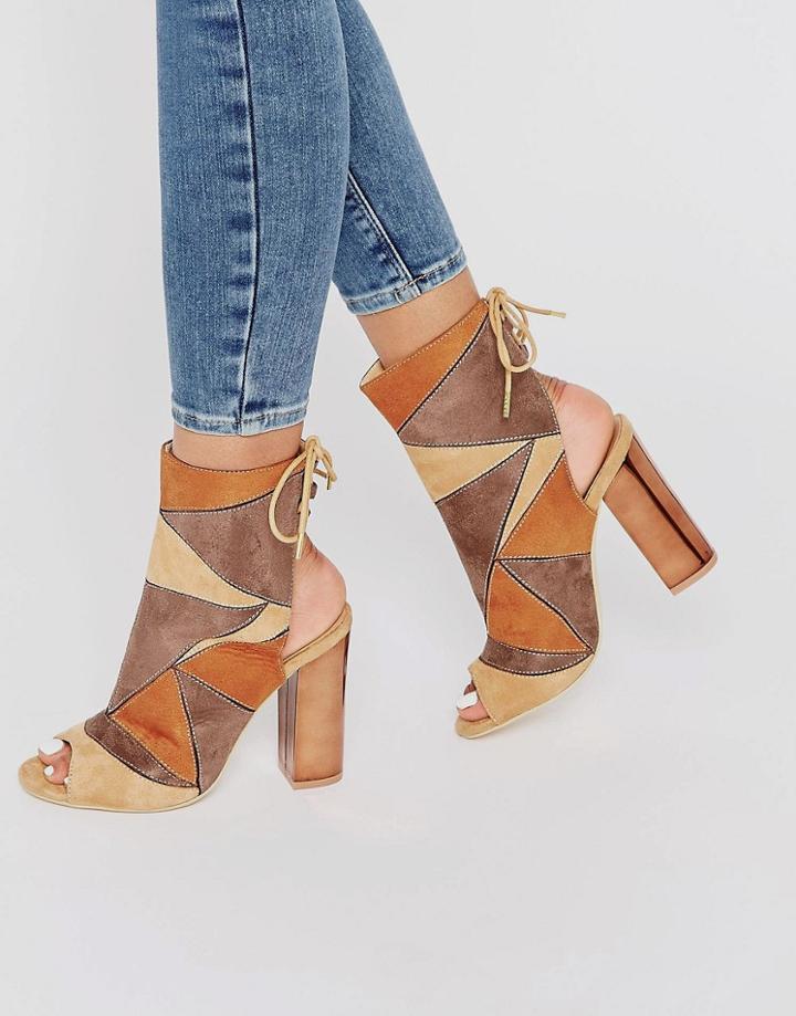 Truffle Collection Vela Ankle Cuff Heeled Sandals - Camel Pu