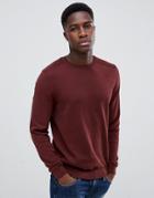 New Look Sweater With Crew Neck In Burgundy - Red