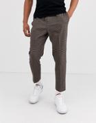 New Look Slim Smart Pants In Brown Check
