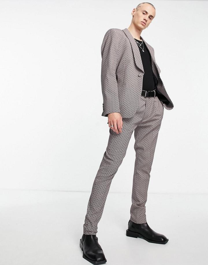 Asos Design Skinny Suit Pants In Jacqaurd Geo In Black