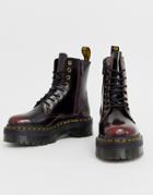 Dr Martens Jadon Chunky Leather Ankle Boots In Cherry-red