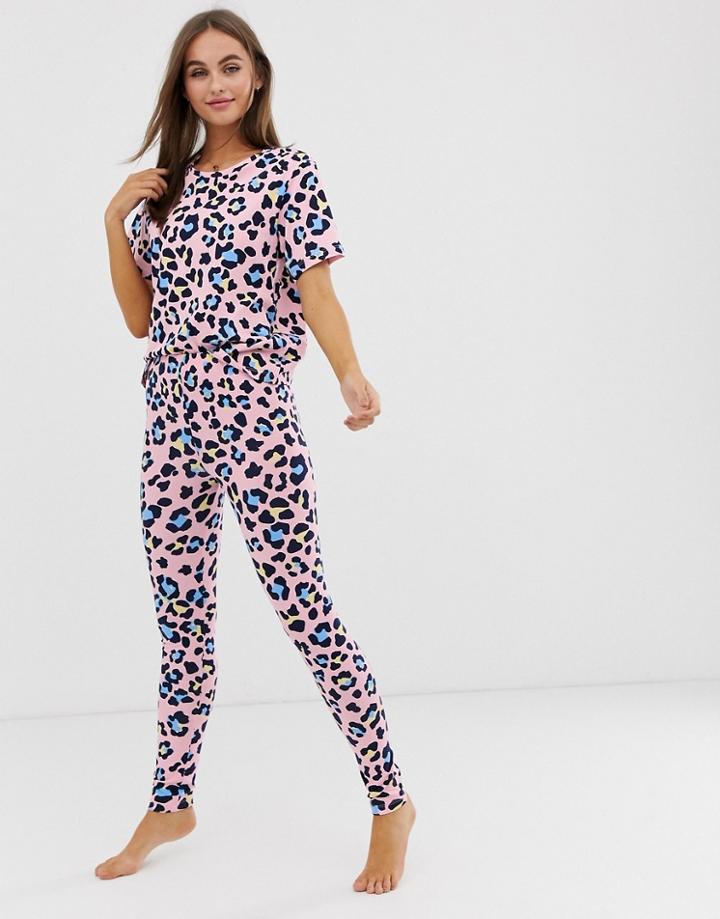 Asos Design Animal Print Pyjama Legging Set - Multi