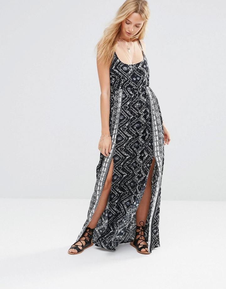 Anmol Printed Cami Maxi Dress - Black