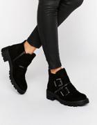 Asos Alcor Zip Strap Biker Boots - Black